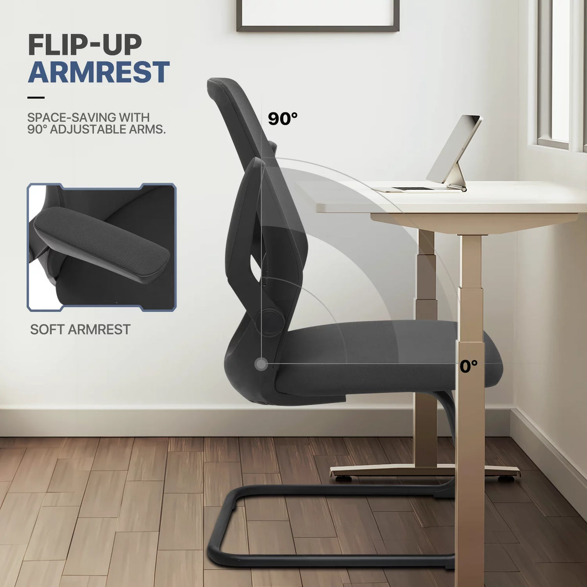 Black Set of 2 Mesh Office Chair with Lumbar Support V530987