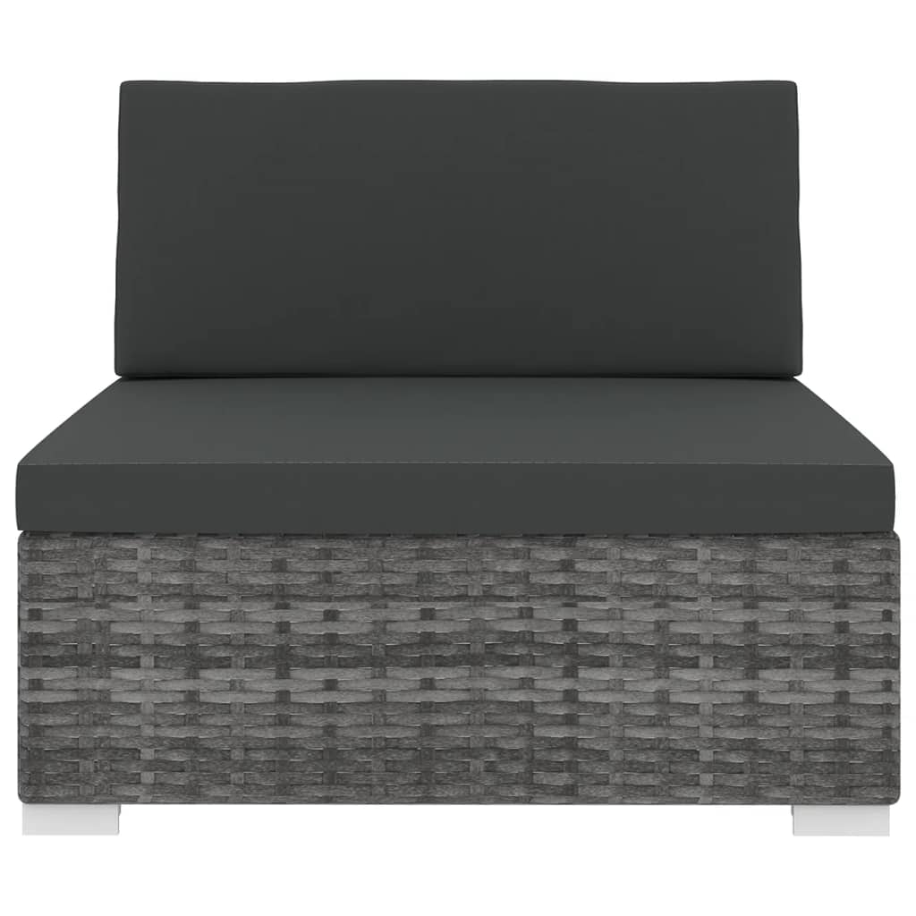 Gray Poly Rattan Sectional Middle Seat with Cushions F9756