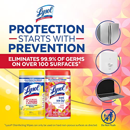 Lysol Disinfectant Wipes, Lemon and Lime Blossom, 80 Count (Pack of 3) Q75789