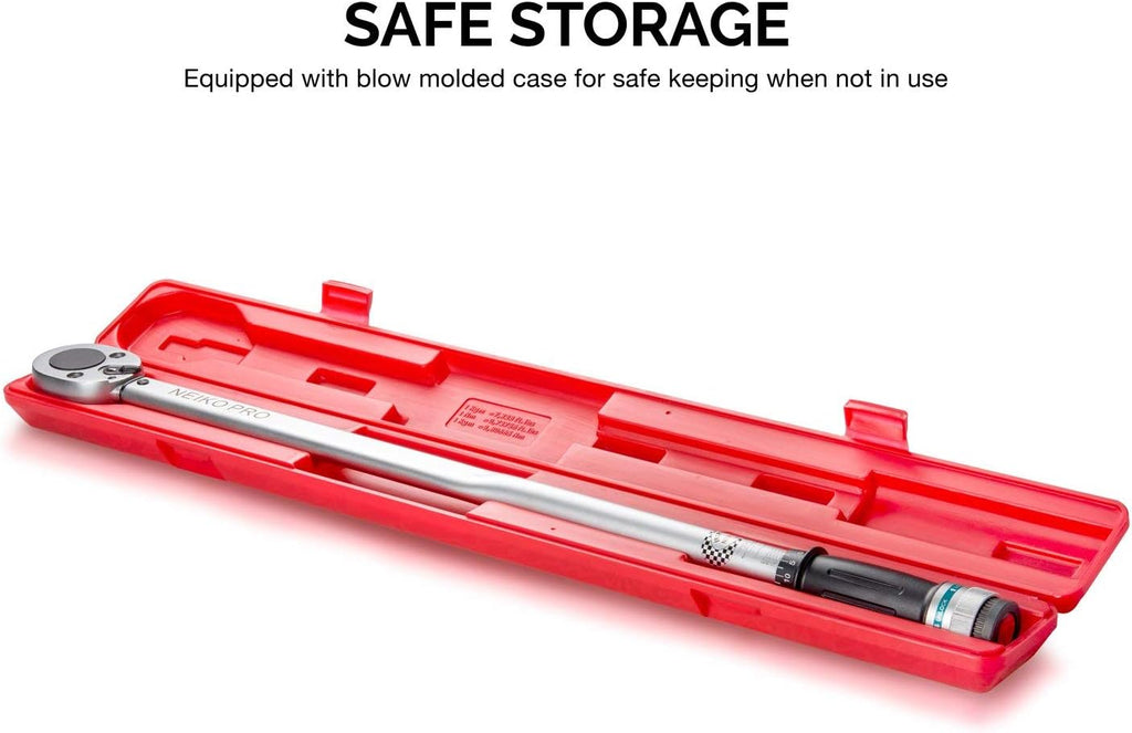 3/4” Drive Adjustable Click Torque Wrench, 50-300 Foot-Pound, Chrome Vanadium Steel H7366