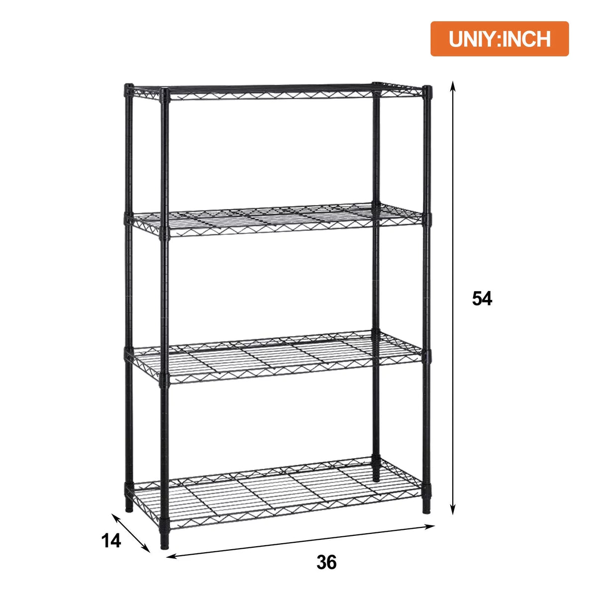 4 Tier Heavy Duty Adjustable Metal Shelving Unit with Wheels, Black E592054