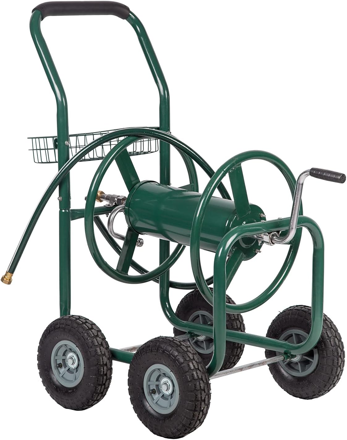 Green Heavy Duty Garden Hose Reel Cart with Wheels 300 Feet G611