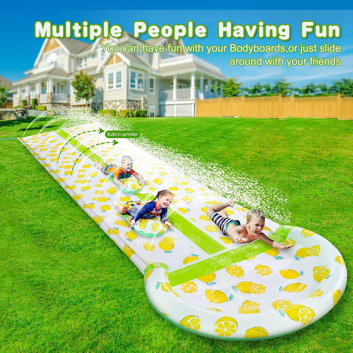 Inflatable Water Slide with Sprinkler and 2 Body Boards S605