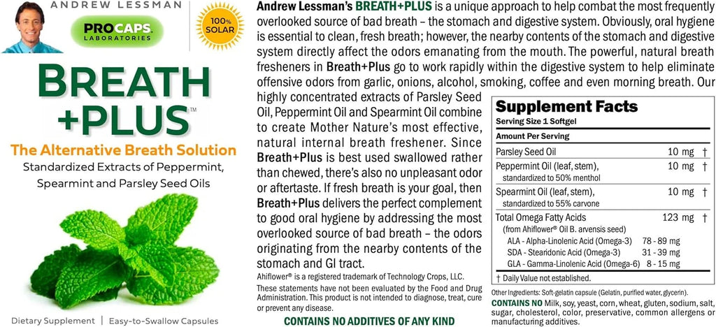 180 Softgels Natural Breath Freshener with Peppermint & Spearmint Y8297