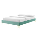 King Size Velvet Blue Platform Bed Frame P783394