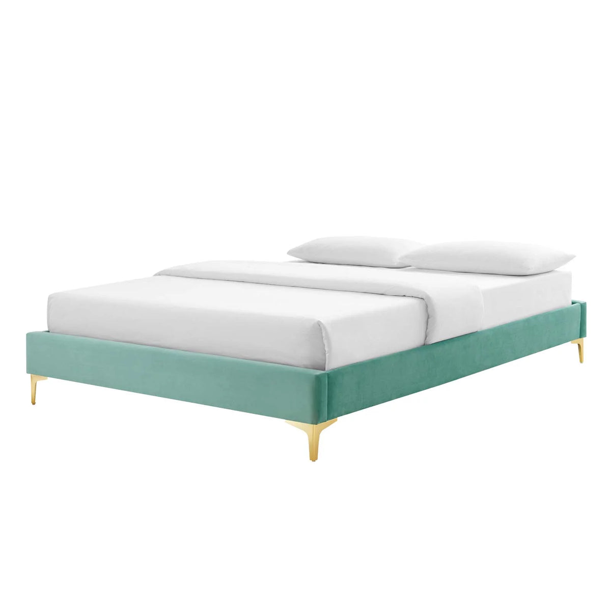 King Size Velvet Blue Platform Bed Frame P783394