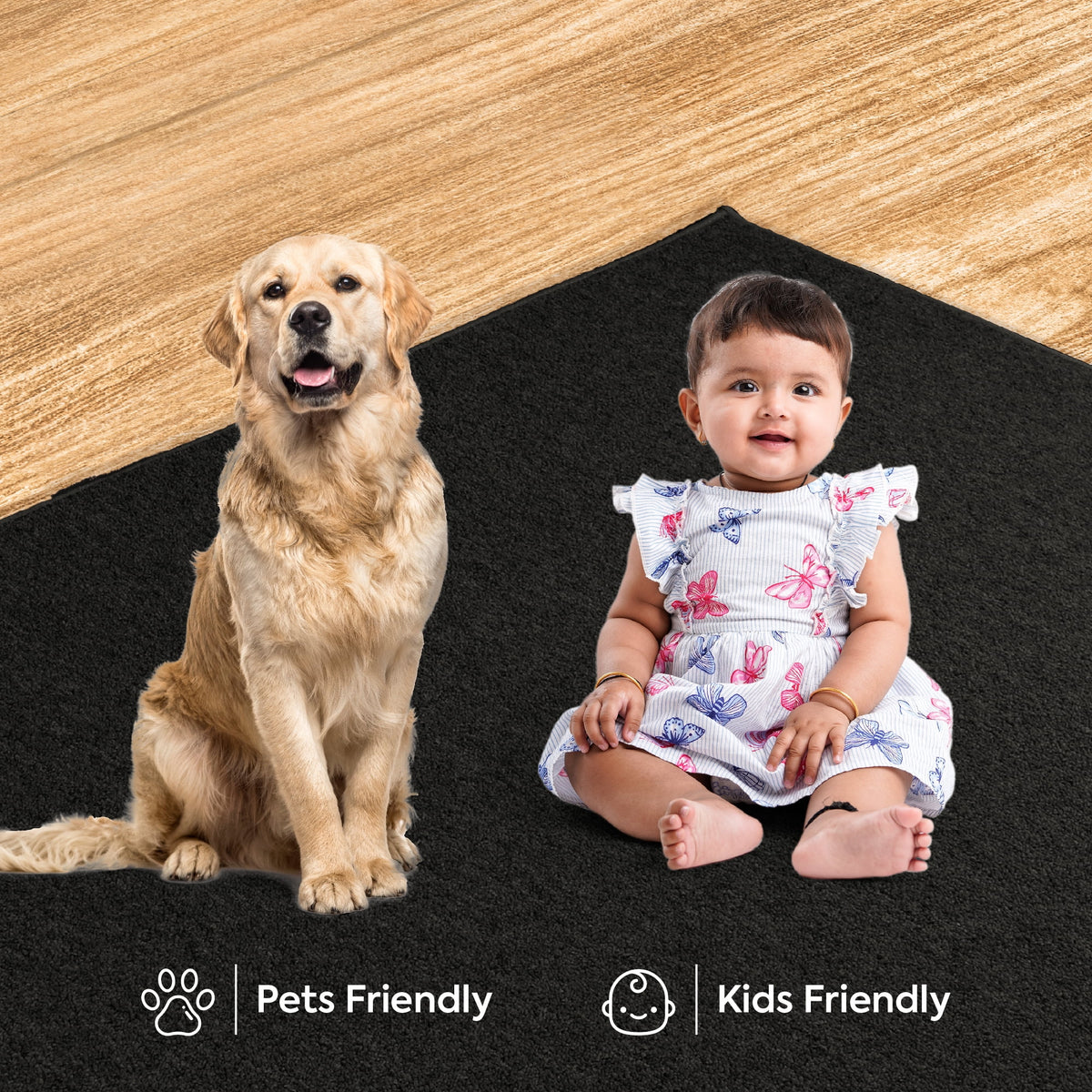 Black 5' x 8' Solid Color Area Rug K272