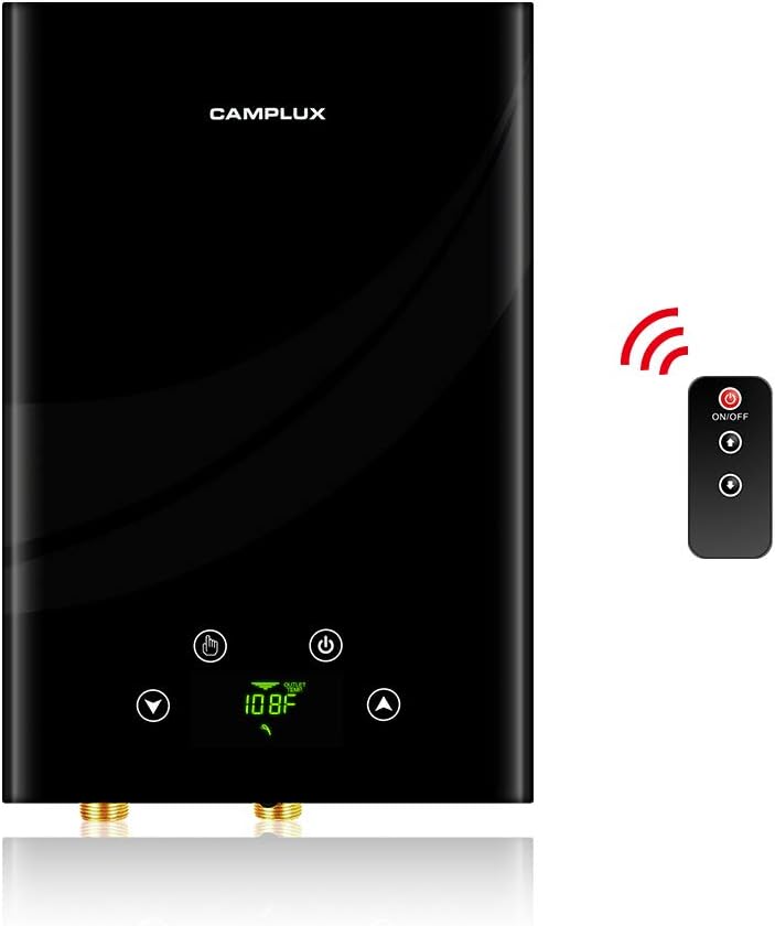 27kW 240V Electric Tankless Water Heater with Digital Display and Remote Control Black Q7997
