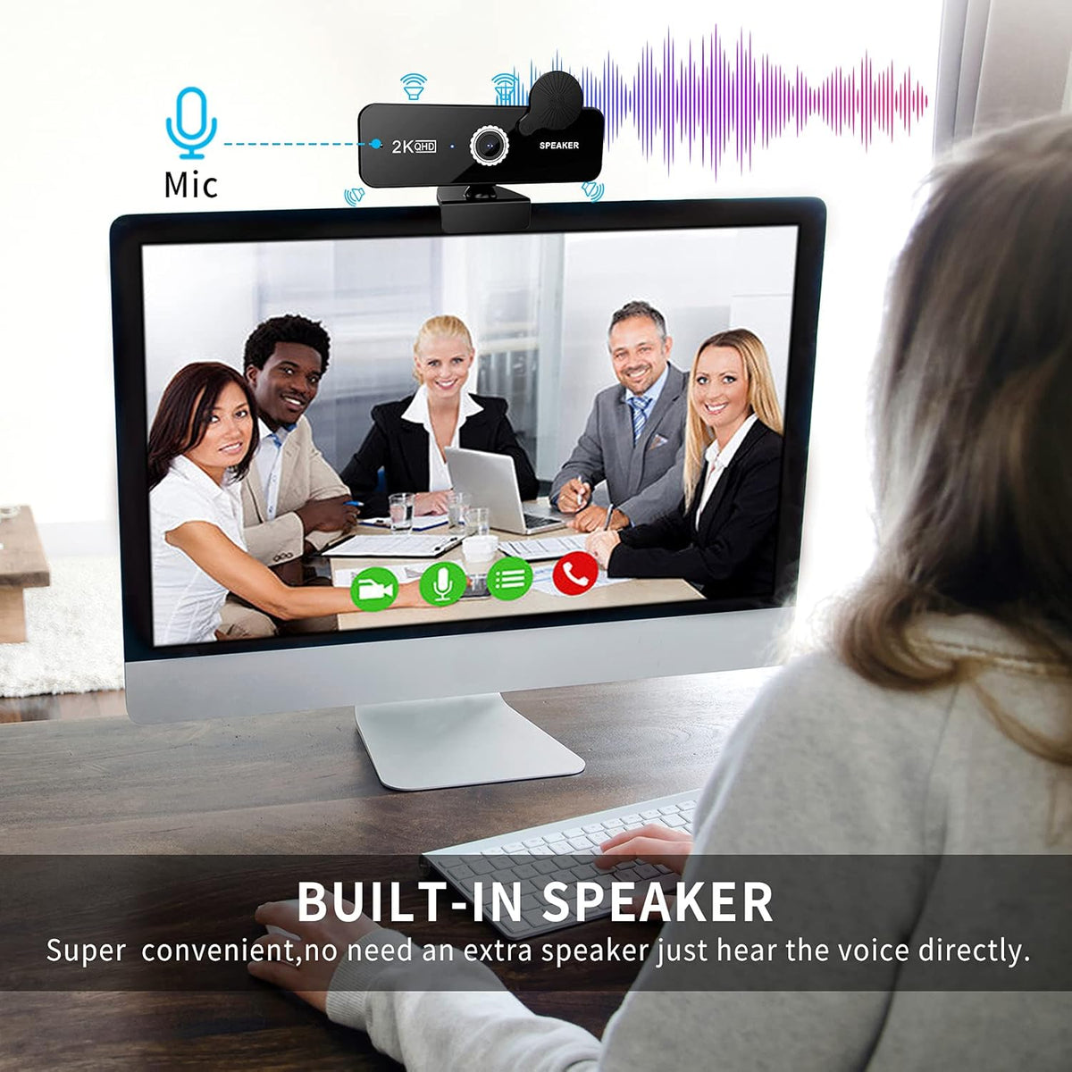 2K QHD USB Webcam with Dual Microphones and Speakers, Pack of 2 R6312