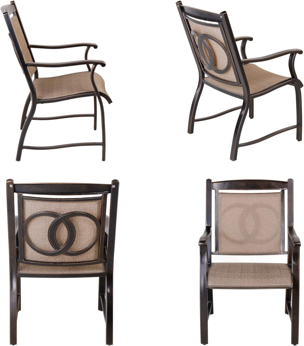 Cast Aluminum Outdoor Dining Chairs Set of 4 J977015