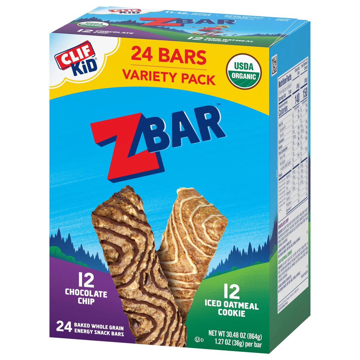 Chocolate Chip and Iced Oatmeal Cookie Soft Baked Whole Grain Snack Bars 24 Count N3679