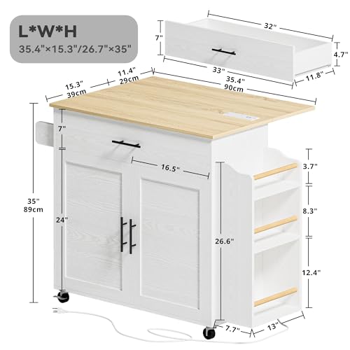 Black Rolling Kitchen Island with Storage and Drop Leaf B988