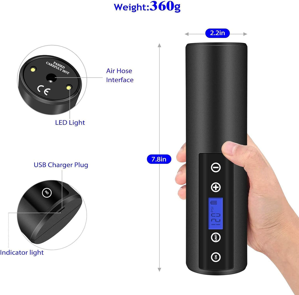 150 PSI Cordless Tire Inflator Air Compressor with LCD Display LED Light W797