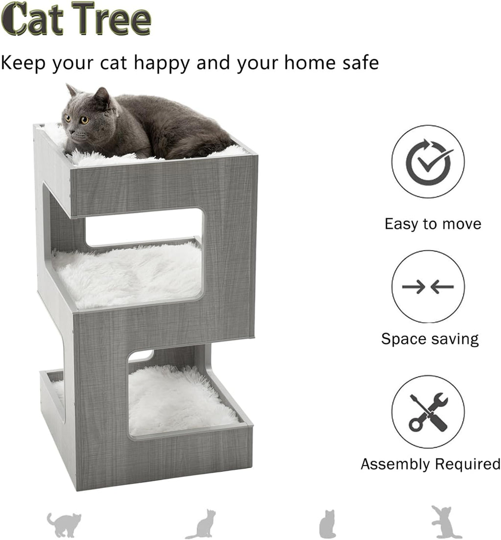27.5 Inch Multi-Level Cat Tree with Removable Soft Blanket B64500