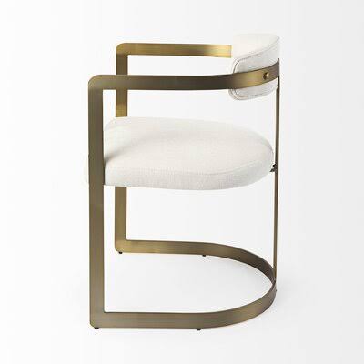 Cream Fabric Seat Gold Iron Frame Dining Chair N3655