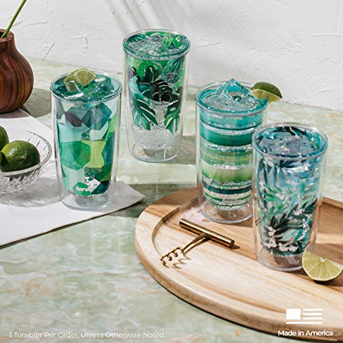 Green Blue Stripe Double Walled Insulated Tumbler 16oz S811305