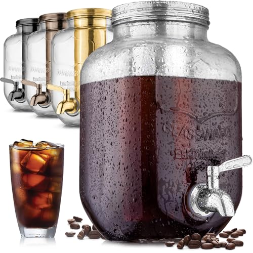 1 Gallon Cold Brew Coffee Maker with Extra-Thick Glass & Stainless Steel Infuser A55663