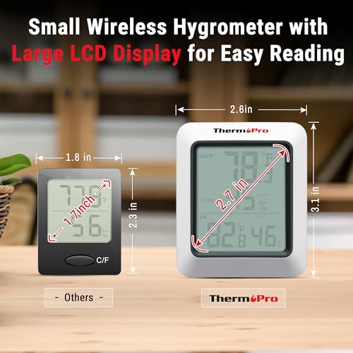 Digital Hygrometer Indoor Outdoor Thermometer Wireless Temperature and Humidity Gauge Monitor with 500ft Range T369