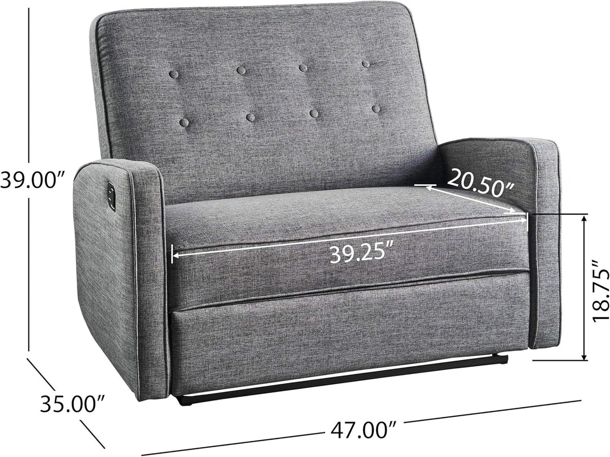 Grey Black Fabric Reclining Loveseat B4920