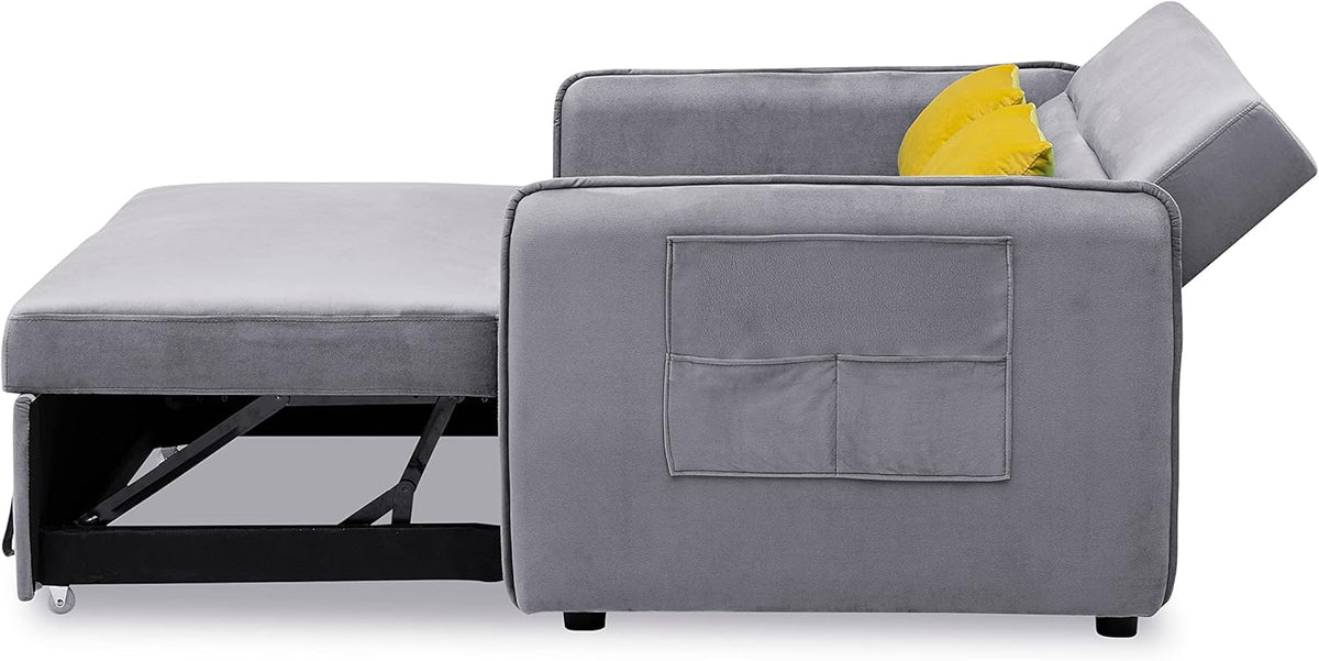 Velvet Pull Out Sofa Bed with Storage Pocket T51171