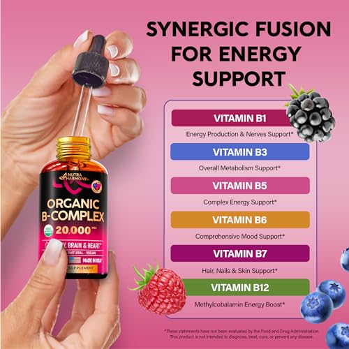 USDA Organic Vitamin B12 Sublingual Drops 5000 mcg Liquid Vegan Methylcobalamin 2 fl oz S797