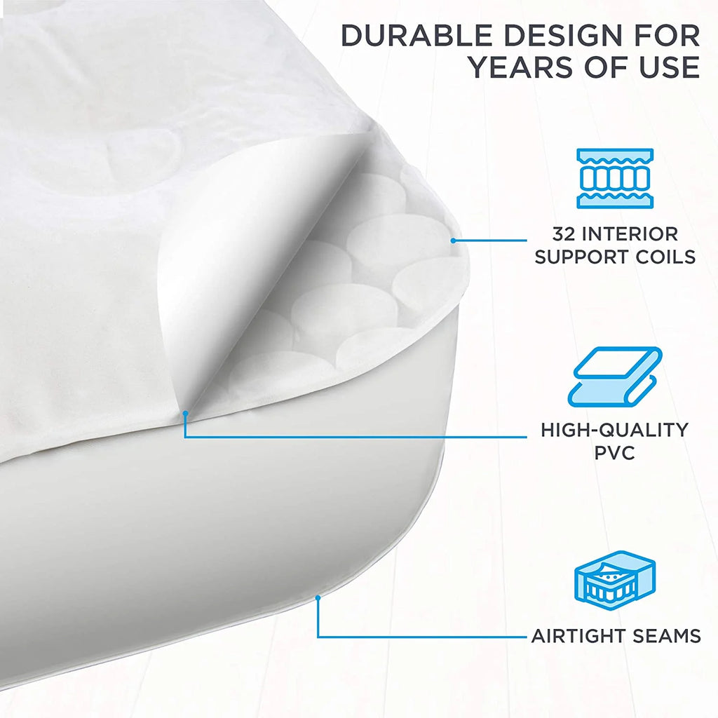 Queen Self Inflatable Air Mattress with Frame & Rolling Case V408