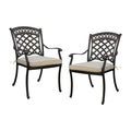 Black Aluminum Patio Dining Arm Chair Set of 2 L8376