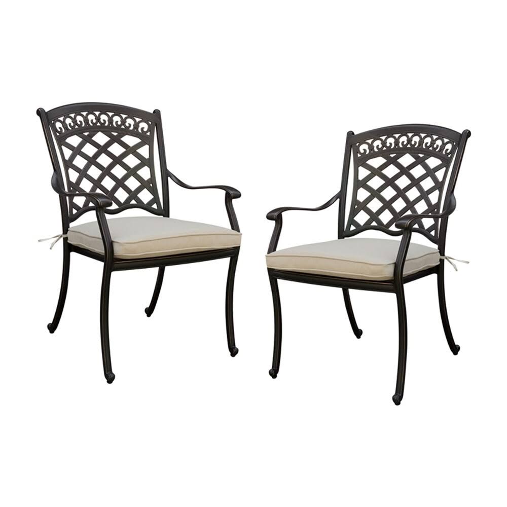 Black Aluminum Patio Dining Arm Chair Set of 2 L8376