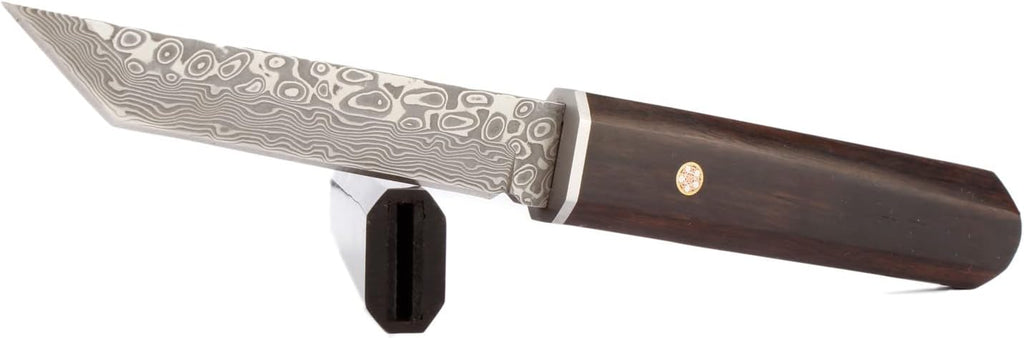 Handmade Samurai Full Tang Katana Damascus Tanto Fixed Blade Knife Wooden Sheath O859