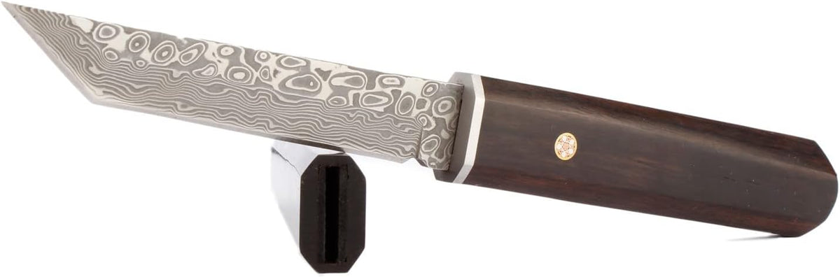 Handmade Samurai Full Tang Katana Damascus Tanto Fixed Blade Knife Wooden Sheath O859