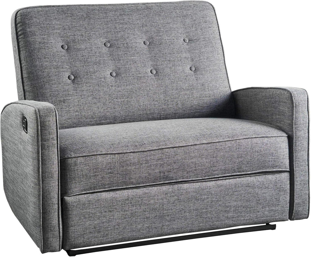 Grey Black Fabric Reclining Loveseat B4920