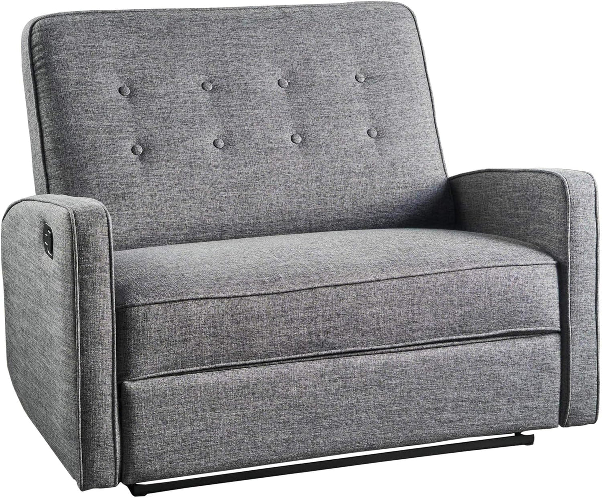 Grey Black Fabric Reclining Loveseat B4920
