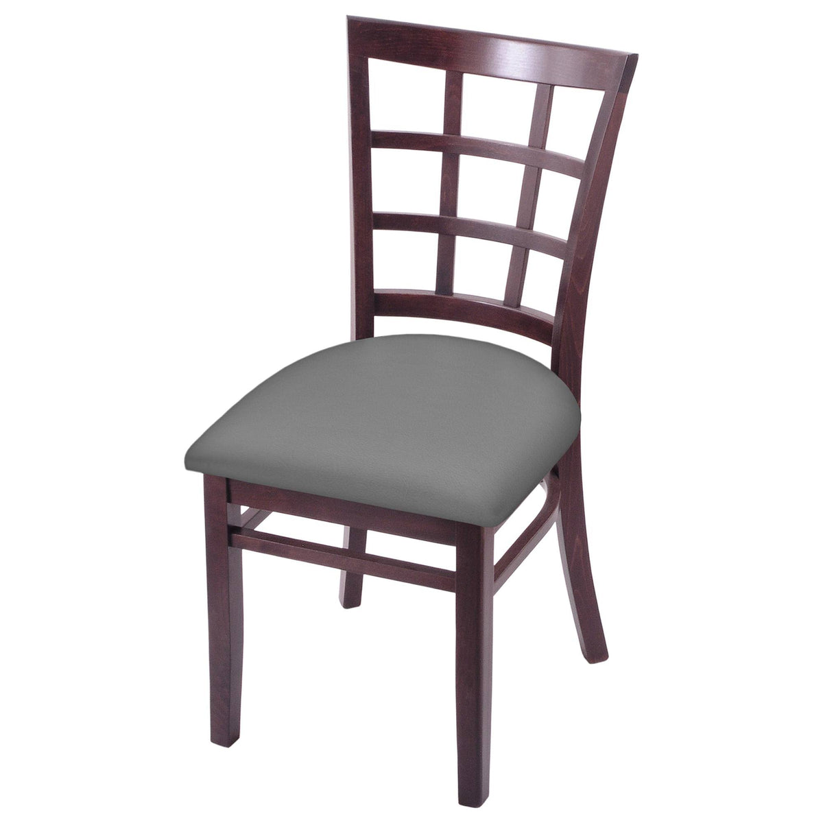 Dark Cherry Finish Chair with Grey Seat L5045