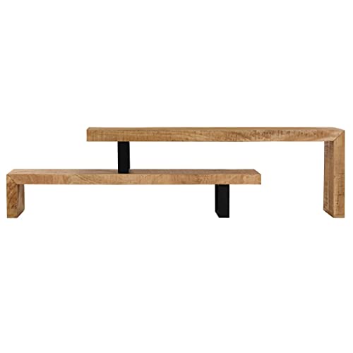 Solid Mango Wood TV Stand with Wrought Iron Legs, 45.3" L x 18" W x 15.7" H G567875