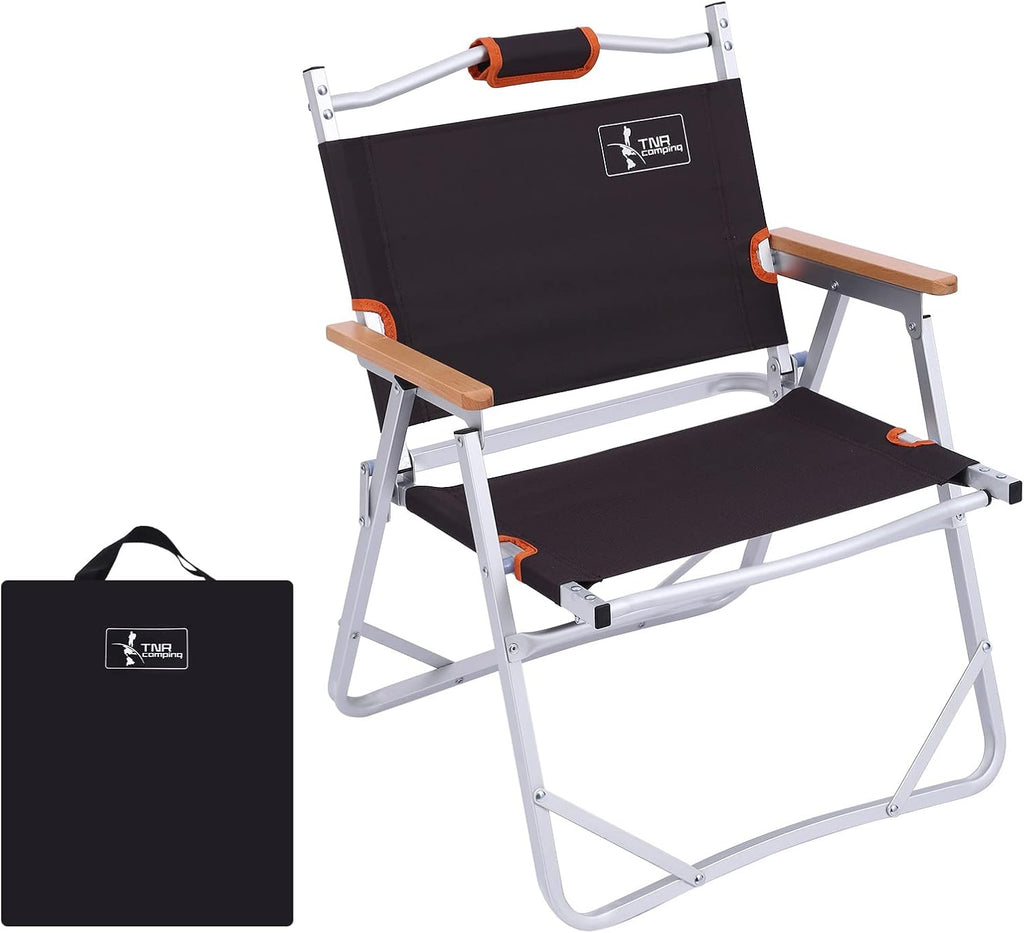 Camping Beach Chair, Heavy Duty Triangular Frame, Easy Folding with Portable Bag and Back Pocket, Dark Brown G79509