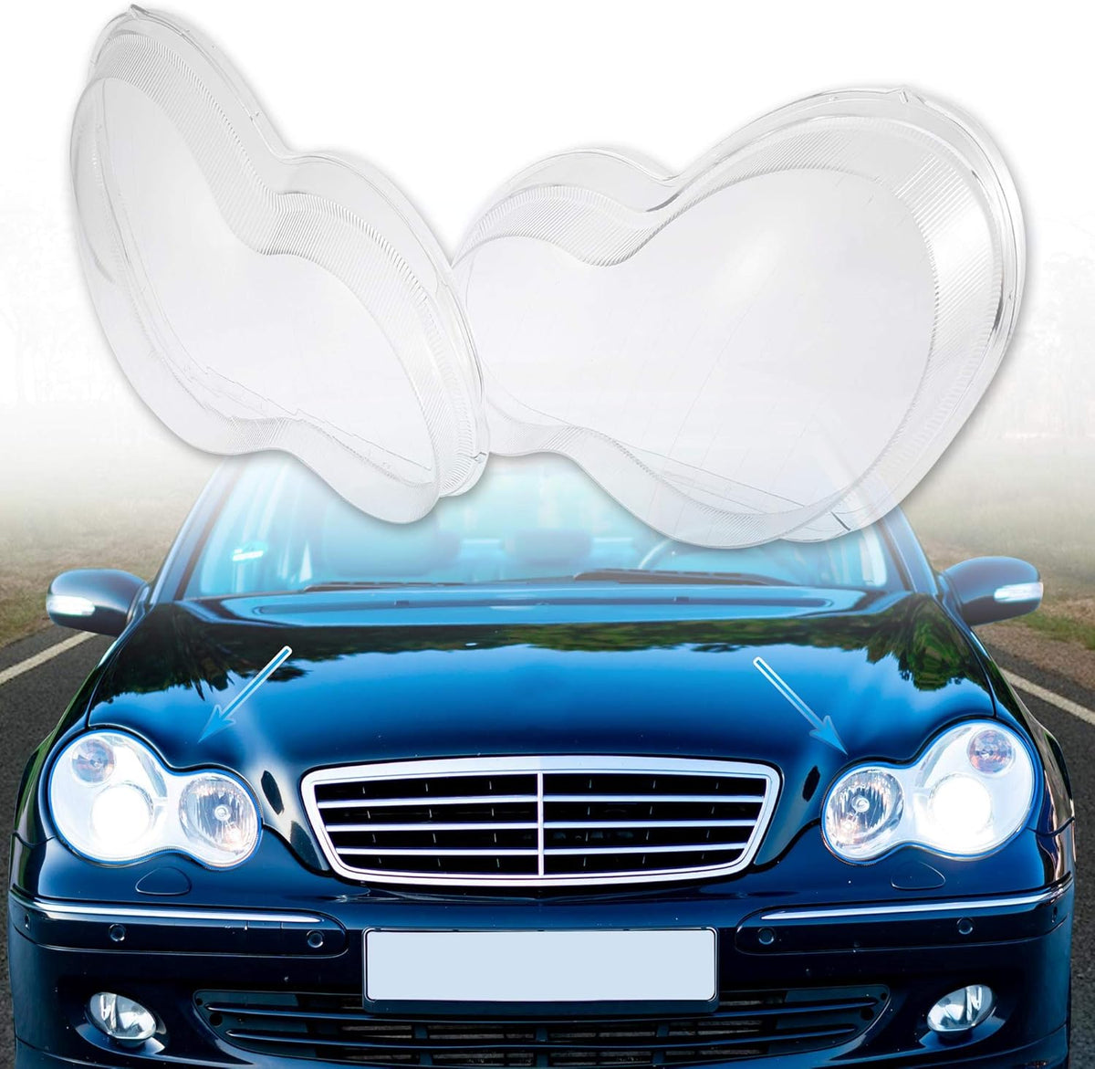 1 Pair Car Front Headlight Headlamp Lens Cover PC Shell H730032