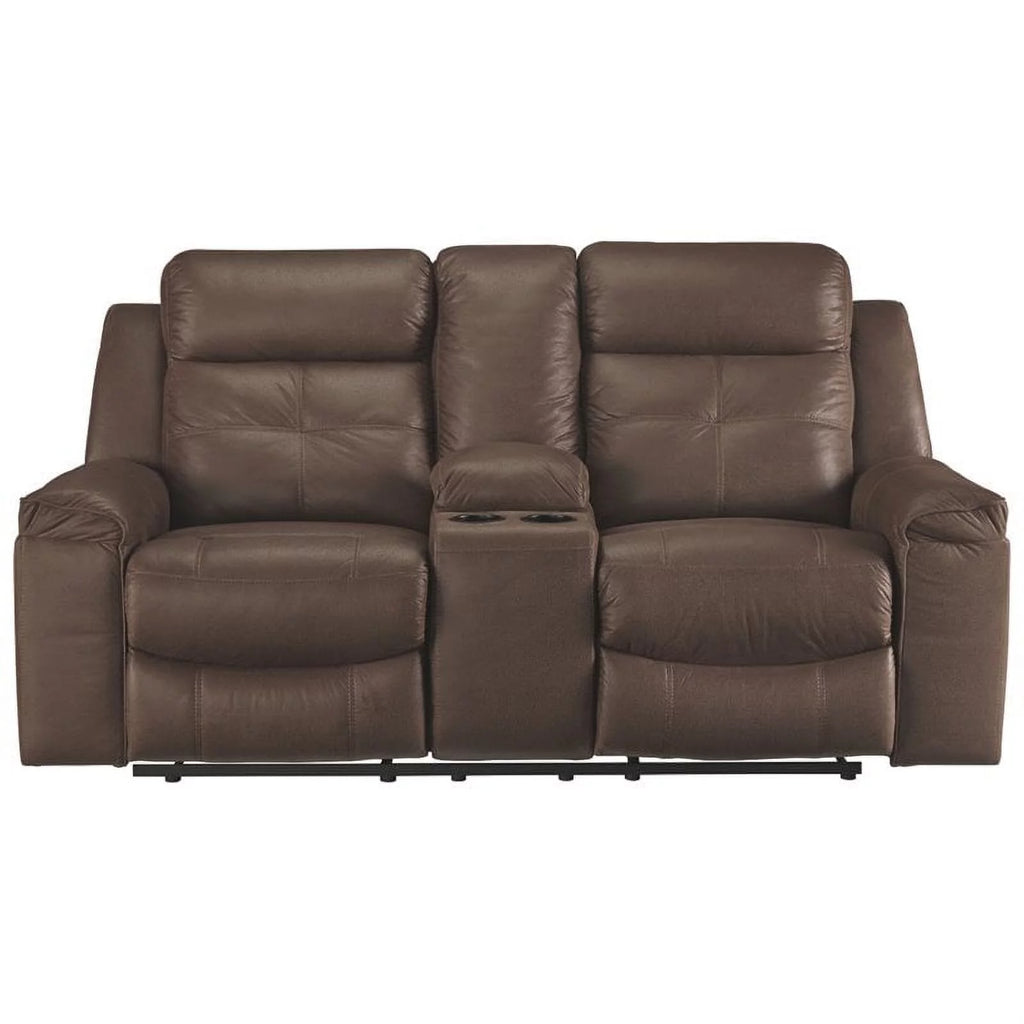 Coffee Reclining Loveseat with Console A53422