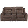 Coffee Reclining Loveseat with Console A53422