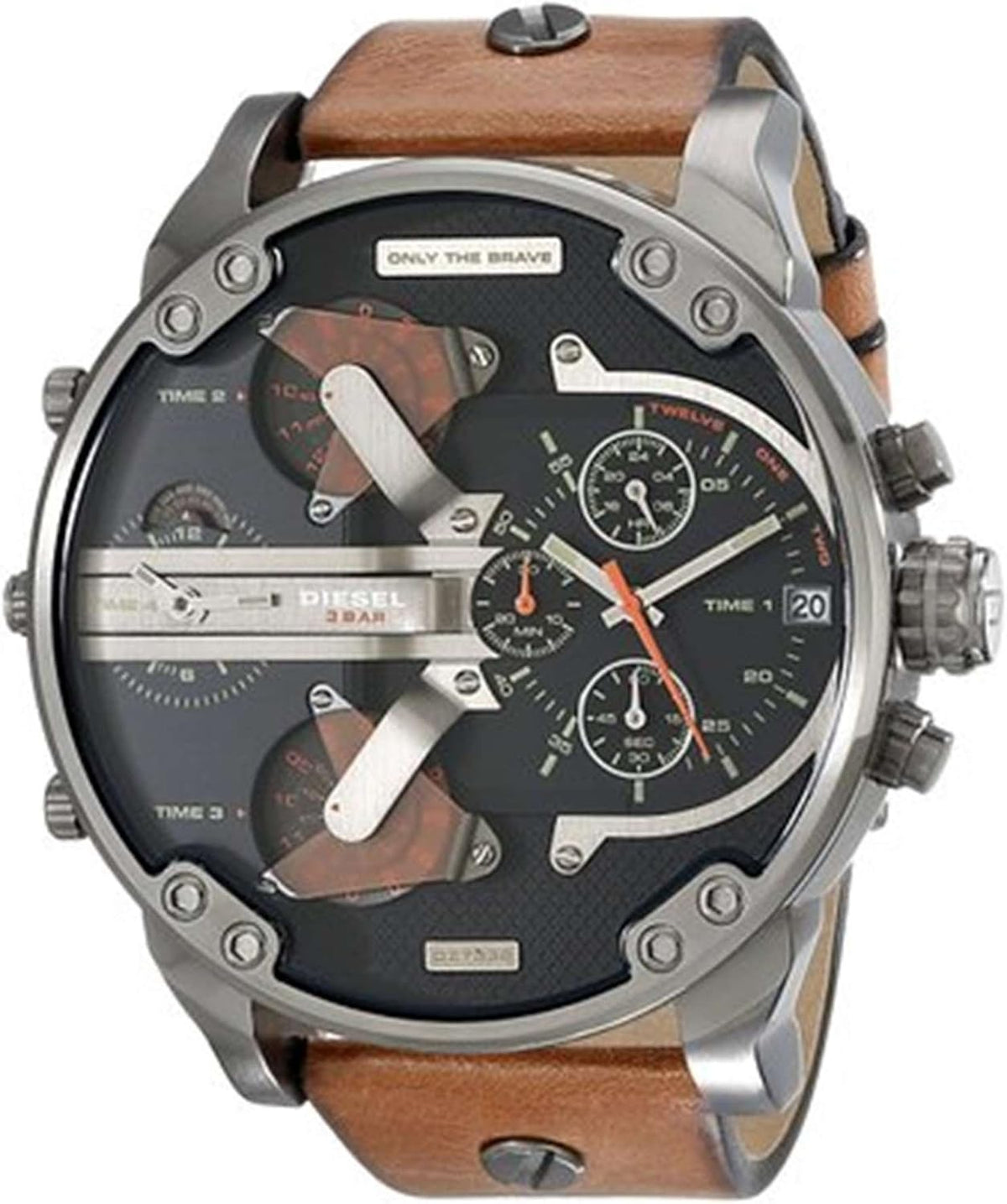 Gunmetal Brown Leather Watch M674
