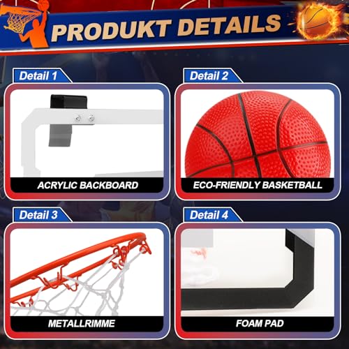 Over Door Basketball Hoop with 9 Inch Rim 4 Mini Basketballs C440596