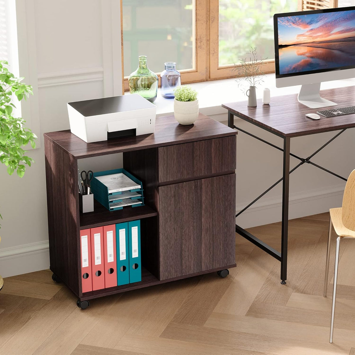 Wood File Cabinet with Storage Shelves Z2004
