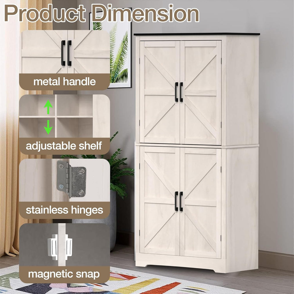 Grey Freestanding Kitchen Pantry Cabinet with 4 Doors and Shelves M878787
