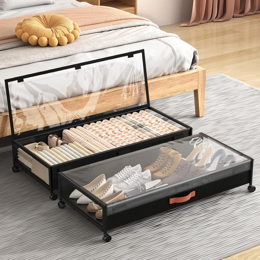 Black 2 Pack 54L Under Bed Storage Drawers with Wheels R805296