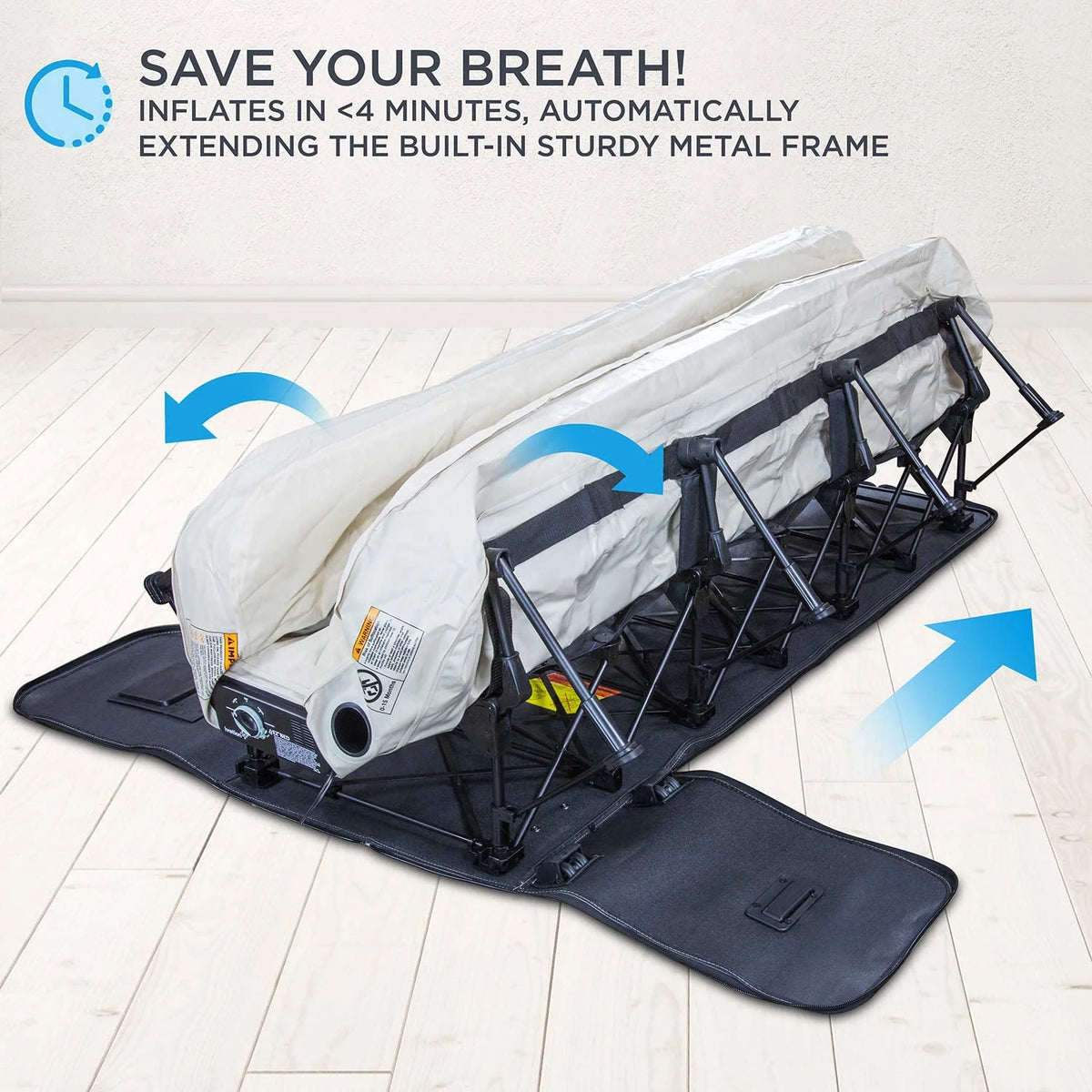 Queen Self Inflatable Air Mattress with Frame & Rolling Case V408