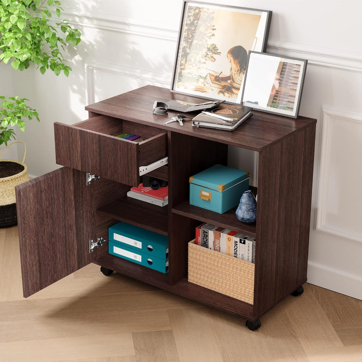 Wood File Cabinet with Storage Shelves Z2004