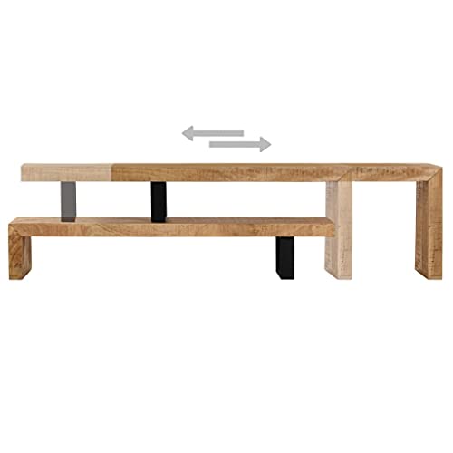 Solid Mango Wood TV Stand with Wrought Iron Legs, 45.3" L x 18" W x 15.7" H G567875
