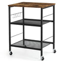 3 Tier Brown Rolling Utility Cart with Storage Z72909
