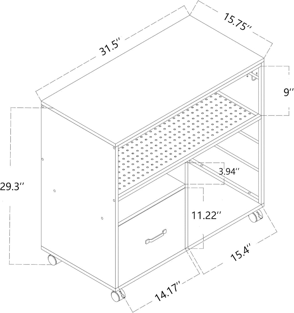 Industrial File Cabinet with Drawer and Open Storage Shelves K637