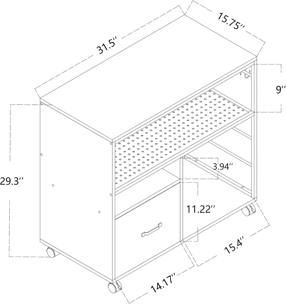 Industrial File Cabinet with Drawer and Open Storage Shelves K637