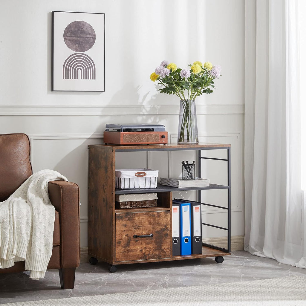 Industrial File Cabinet with Drawer and Open Storage Shelves K637